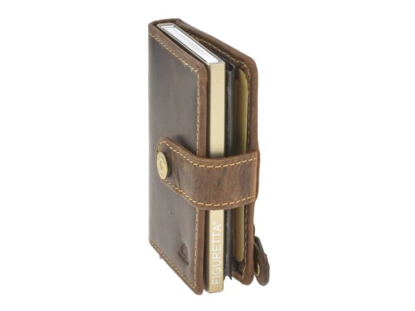 Bőr kártyatok 7x10cm bankjegyrekesszel és érmetartóval ZIP "Vintage" antik barna - Image 3