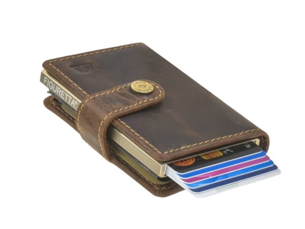 Bőr kártyatok 7x10cm bankjegyrekesszel és érmetartóval ZIP "Vintage" antik barna - Image 9