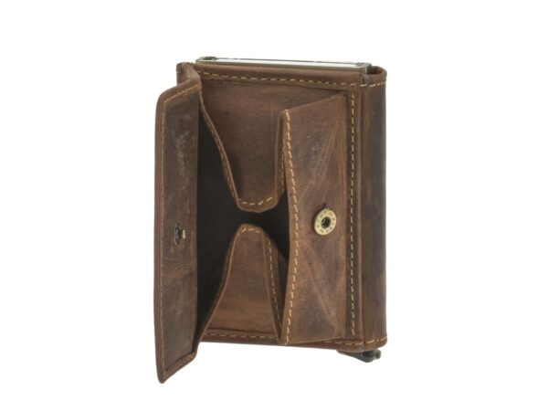 Bőr kártyatok 7x10cm bankjegyrekesszel és érmetartóval DOBOZ "Vintage" antik barna - Image 4