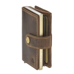 Bőr kártyatok 7x10cm bankjegyrekesszel és érmetartóval DOBOZ "Vintage" antik barna