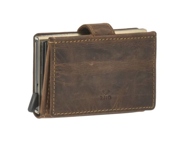 Bőr kártyatok 7x10cm bankjegyrekesszel és érmetartóval DOBOZ "Vintage" antik barna - Image 9