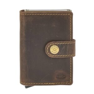 Bőr kártyatok 7x10cm bankjegytartó rekesszel érmerekesz nélkül "Vintage" antik barna