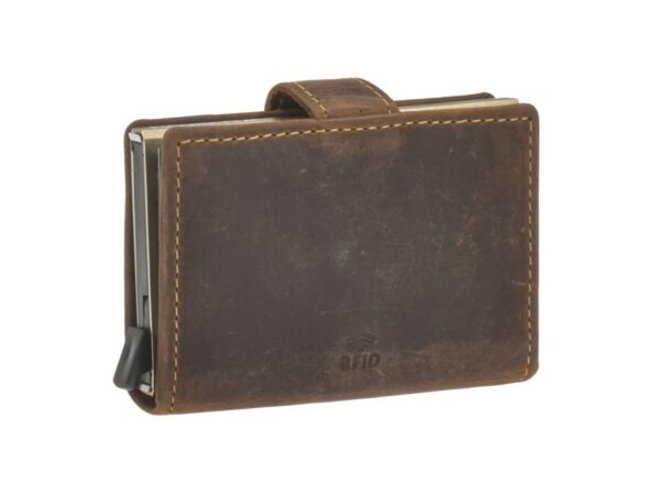 Bőr kártyatok 7x10cm bankjegytartó rekesszel érmerekesz nélkül "Vintage" antik barna - Image 5