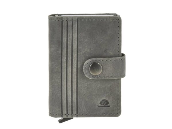 Bőr kártyatok 7x10cm bankjegyrekesszel és érmetartóval COIN "Vintage" szürke
