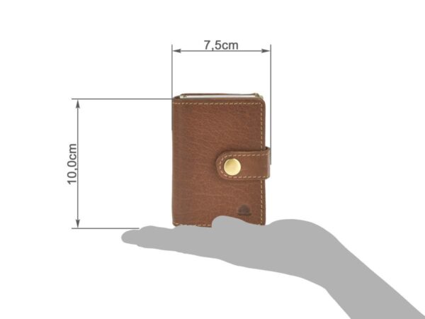 Bőr kártyatárca 7x10cm bankjegyrekesszel és érmetartóval DOBOZ "Vintage" konyak - Image 2