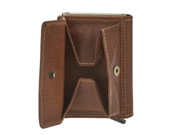 Bőr kártyatárca 7x10cm bankjegyrekesszel és érmetartóval DOBOZ "Vintage" konyak - Image 5