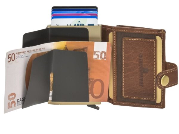 Bőr kártyatárca 7x10cm bankjegyrekesszel és érmetartóval DOBOZ "Vintage" konyak - Image 8