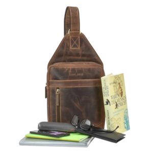 Crossbody táska bőr 21x41cm "Vintage" antik barna