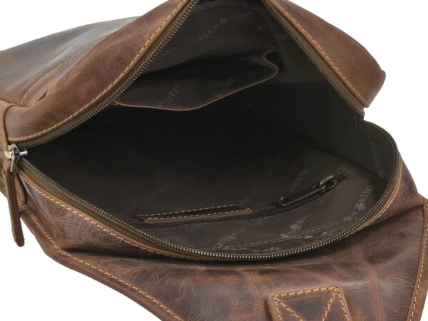 Crossbody táska bőr 21x41cm "Vintage" antik barna - Image 4