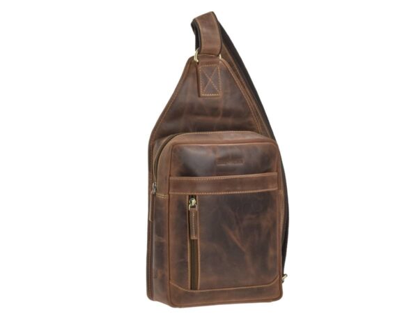 Crossbody táska bőr 21x41cm "Vintage" antik barna - Image 8