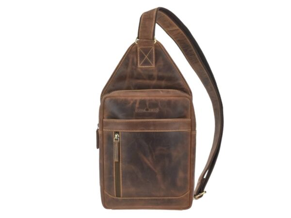 Crossbody táska bőr 21x41cm "Vintage" antik barna - Image 9
