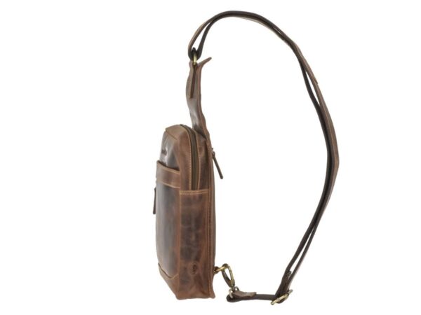 Crossbody táska bőr 21x41cm "Vintage" antik barna - Image 10