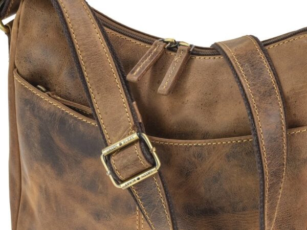 Válltáska bőr 30x24cm "Vintage" hobo táska antik barna - Image 7