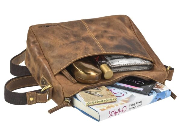 Válltáska bőr 30x24cm "Vintage" hobo táska antik barna - Image 10