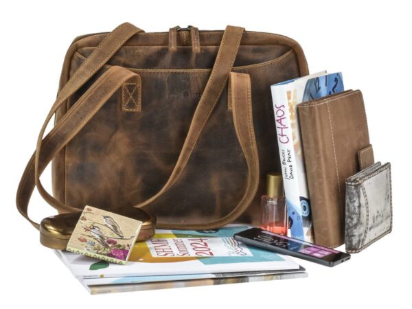 Shopper bőr 35x27cm "Vintage" antik barna - Image 5
