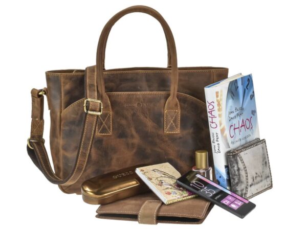 Shopper bőr 36x23cm "Vintage" antik barna - Image 4