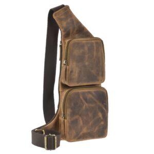 Crossbody táska bőr 24x43cm "Vintage" antik barna