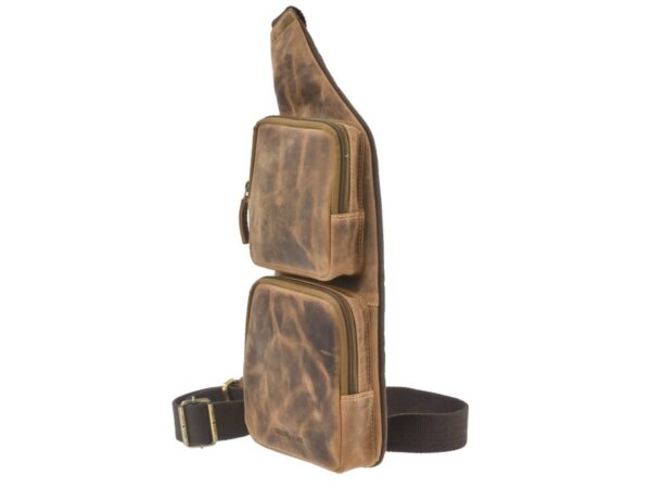 Crossbody táska bőr 24x43cm "Vintage" antik barna - Image 8