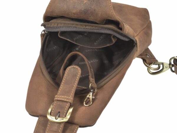 Crossbody táska bőr 20x40cm "Vintage" antik barna - Image 11