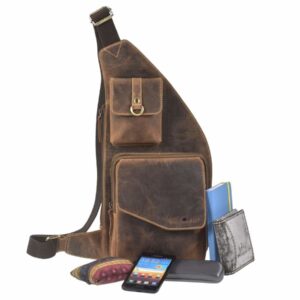 Crossbody táska bőr 21x40cm "Vintage" antik barna