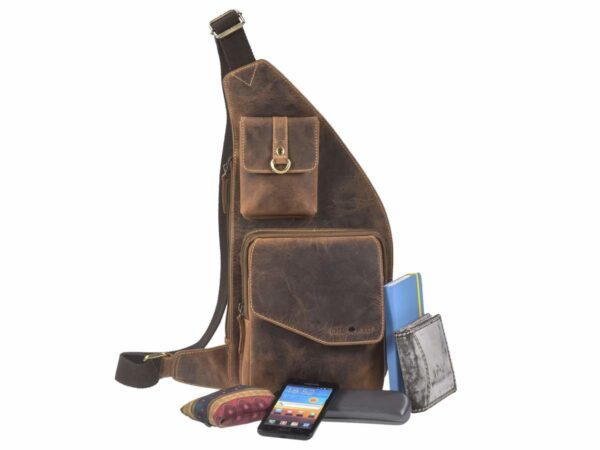 Crossbody táska bőr 21x40cm "Vintage" antik barna