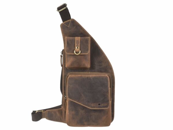 Crossbody táska bőr 21x40cm "Vintage" antik barna - Image 9