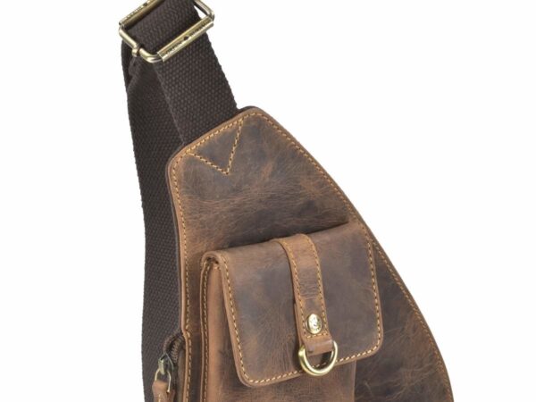 Crossbody táska bőr 21x40cm "Vintage" antik barna - Image 10