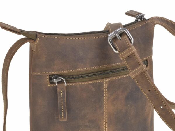 Válltáska bőr 19x23cm lapos "Vintage" antik barna - Image 9