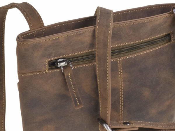 Válltáska bőr 25x26cm lapos "Vintage" antik barna - Image 9