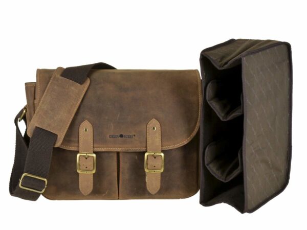 Bőr fényképezőgép táska 34x28cm "Vintage" antik barna - Image 13