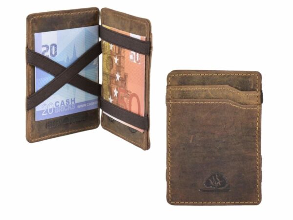 Bőr pénztárca 7x10cm Magic Wallet "Vintage" antik barna - Image 3