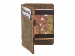 Bőr pénztárca 7x10cm Magic Wallet "Vintage" antik barna
