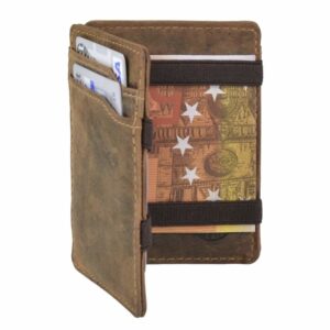 Bőr pénztárca 7x10cm Magic Wallet "Vintage" antik barna