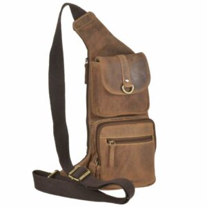 Crossbody táska bőr 26x43cm "Vintage" antik barna