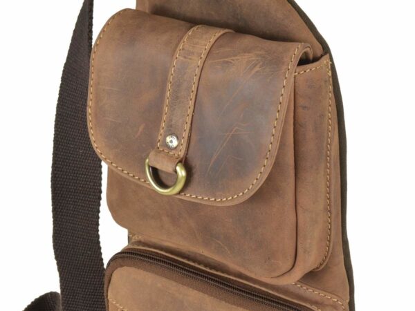 Crossbody táska bőr 26x43cm "Vintage" antik barna - Image 10