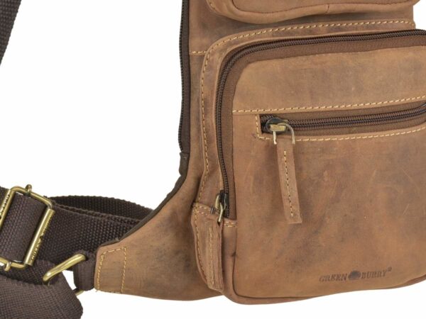 Crossbody táska bőr 26x43cm "Vintage" antik barna - Image 11