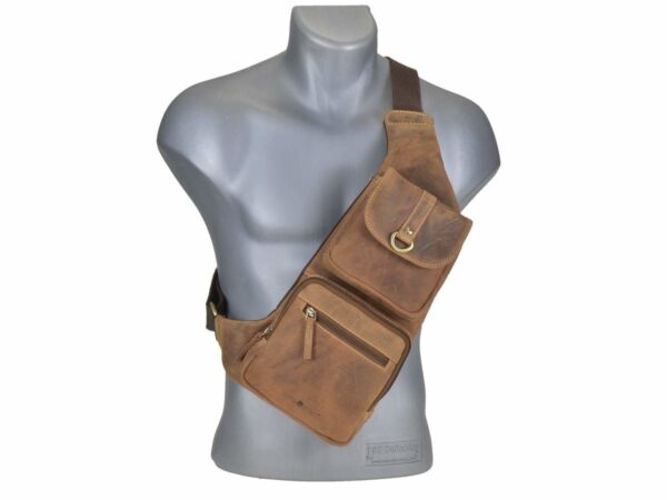 Crossbody táska bőr 26x43cm "Vintage" antik barna - Image 12