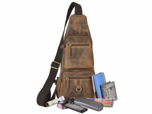 Crossbody táska bőr 20x45cm "Vintage" antik barna - Image 5