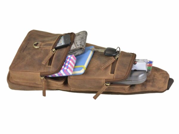Crossbody táska bőr 20x45cm "Vintage" antik barna - Image 2