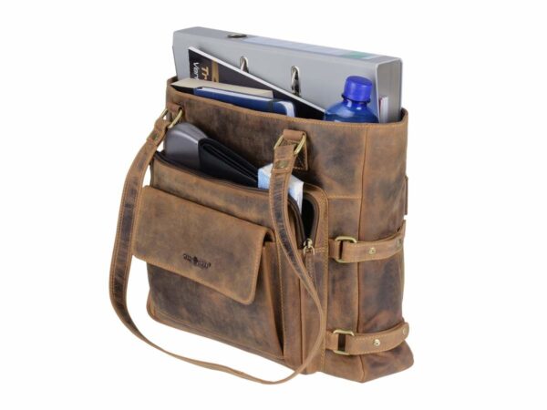 Shopper bőr 42x33cm "Vintage" antik barna - Image 2