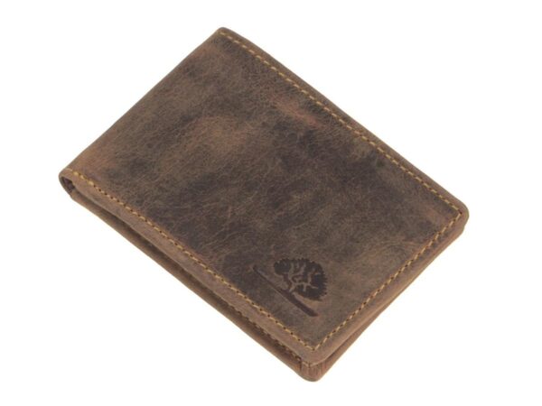 Kis bőr pénztárca 10x7cm 3 kártyanyílás érmerekesz nélkül "Vintage" antik barna - Image 5