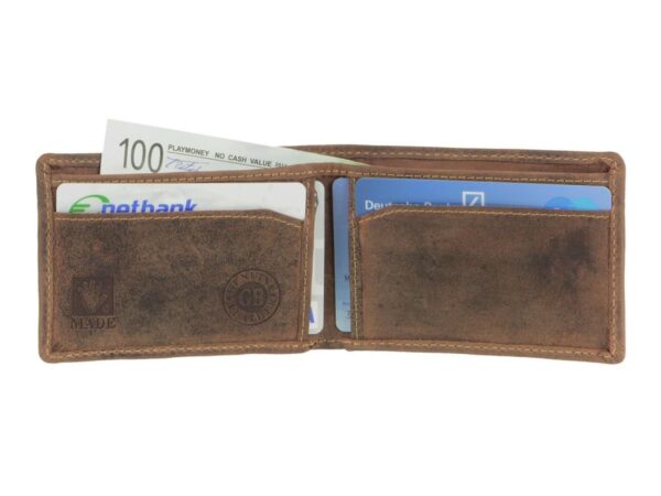 Kis bőr pénztárca 10x7cm 3 kártyanyílás érmerekesz nélkül "Vintage" antik barna - Image 10