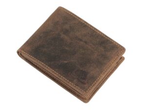 Bőr pénztárca 11x8cm átmérőjű "Vintage" antik barna