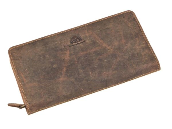 Bőr pénztárca 19x10cm cipzárral "Vintage" antik barna - Image 10
