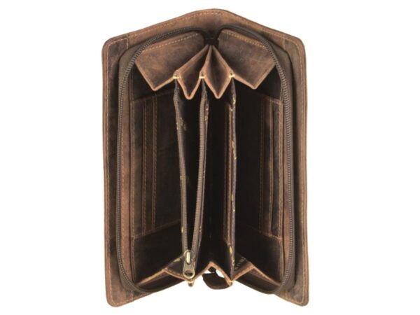 Bőr pénztárca 19x10cm cipzárral "Vintage" antik barna - Image 11