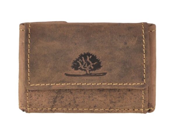 Bőr pénztárca 8x6cm kis "Vintage" antik barna