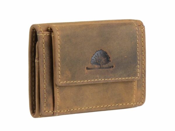 Bőr pénztárca 10x7cm elasztikus kártyarekesszel "Vintage" antik barna