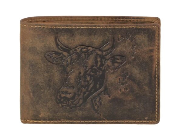 Bőr pénztárca 12x9cm tehén "Vintage" antik barna - Image 4