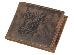 Bőr pénztárca 12x9cm tehén "Vintage" antik barna