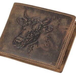 Bőr pénztárca 12x9cm tehén "Vintage" antik barna